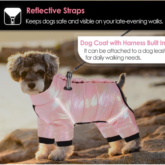 Aofitee Waterproof Dog Zip Up Snowsuit Jacket With Fleece Lining Size Small - Picture 4 of 14